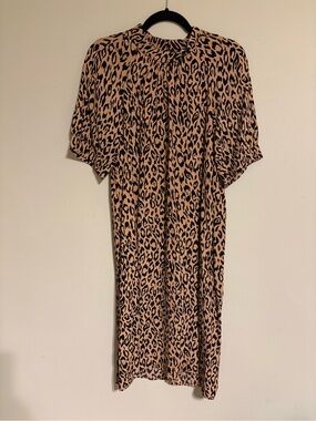 Anthropologie Leopard Print Midi Dress in Tan and Black